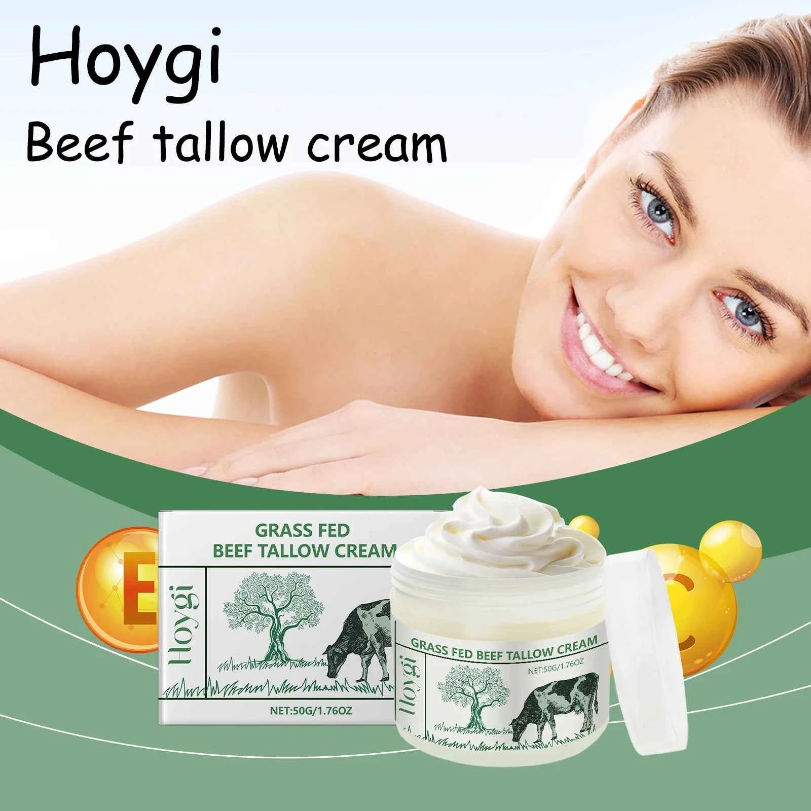 Hoygi Natural Beef Tallow Balm Lasting Moisturizing Improve Skin Texture Enhance Elasticity Smoothing Softening Face Skin Cream