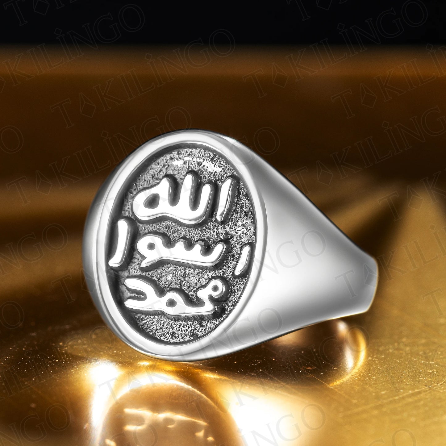 925 Sterling Silver Signet Ring features the Seal of the Prophet Muhammad