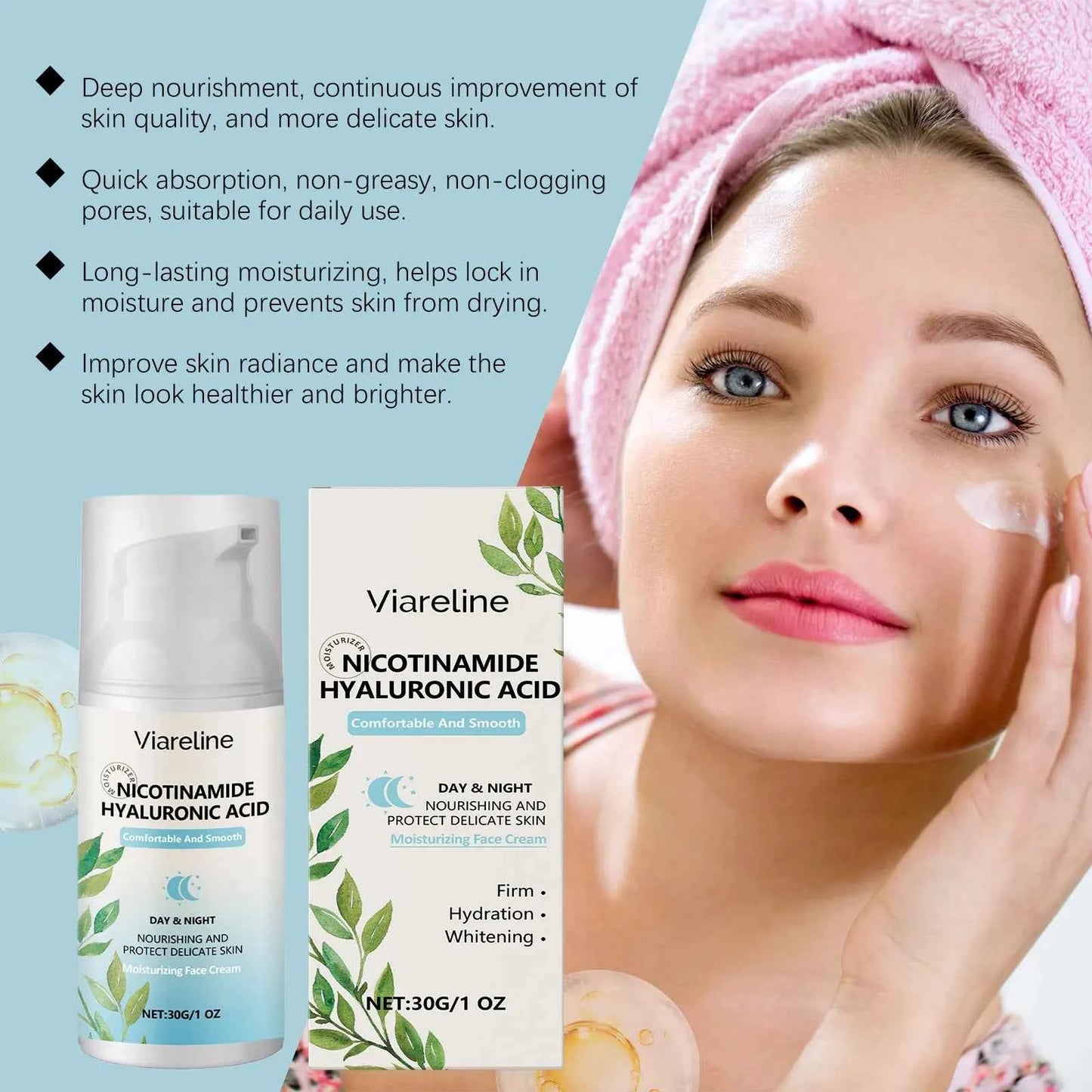 Viareline 30g Moisturizing Face Care Cream Series Hydrating Brighten Skin Tone Firm Wrinkles Repair Dullness Tender Facial Cream