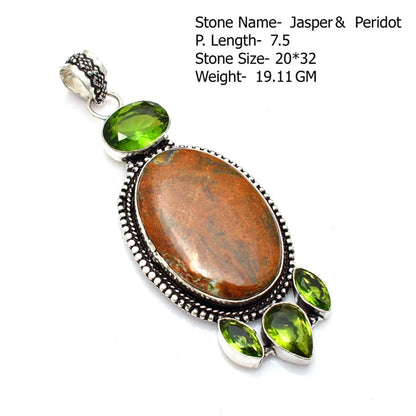 Genuine Labradorite Rutile Topaz Lapis Jasper  Pendant