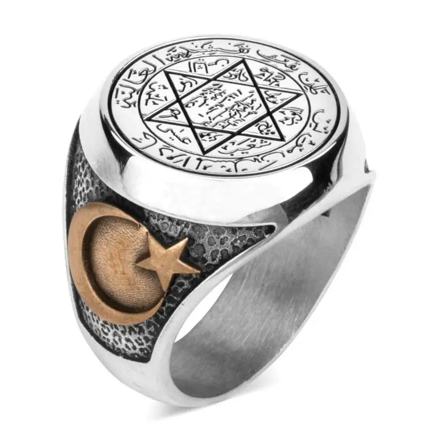 925 Sterling Silver Seal Of Solomon Kabbalah Men's Ring Religious Ring,Amulet Occult Seal Talisman Ring AMULET RING STORE