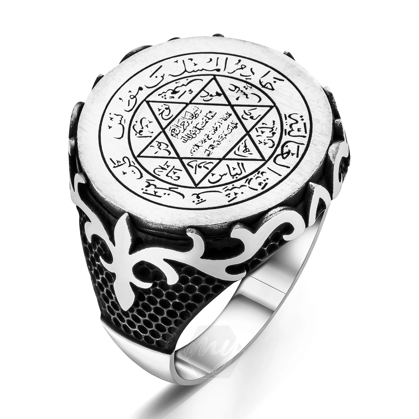 Solid 925 Sterling Silver Seal of Solomon Men's Ring