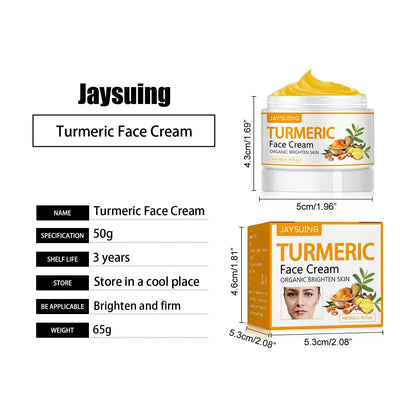 Jaysuing 50g Turmeric Firm Face Cream Fade Fine Lines Hydrating Oil Control Repair Dry Rough Skin Brightening Skin Care Cream