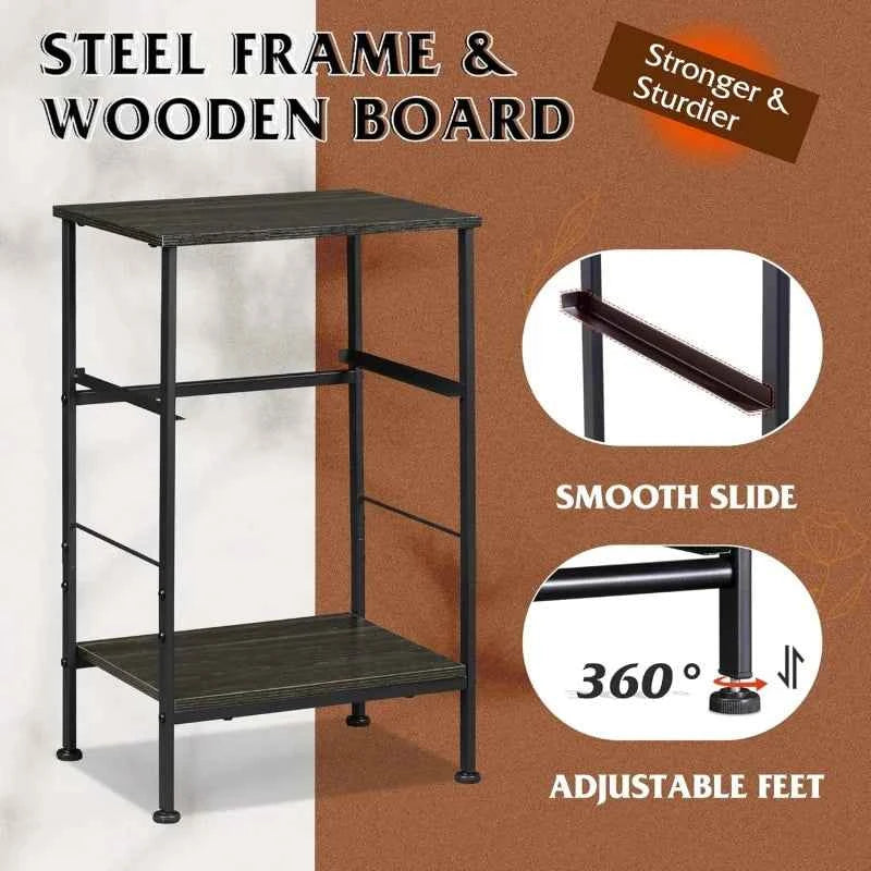 GALAXHERO Nightstand Set of 2 Fabric Drawer End Table Open Wood Shelf Steel Frame Dorm Bedside Furniture Easy Assembly