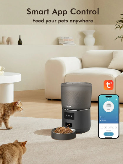 NPET 4L Automatic smart pet feeder for cats dogs multiple pets with stainless steel bowl Customize healthy food 1-9 portions - AMULET RING STORE