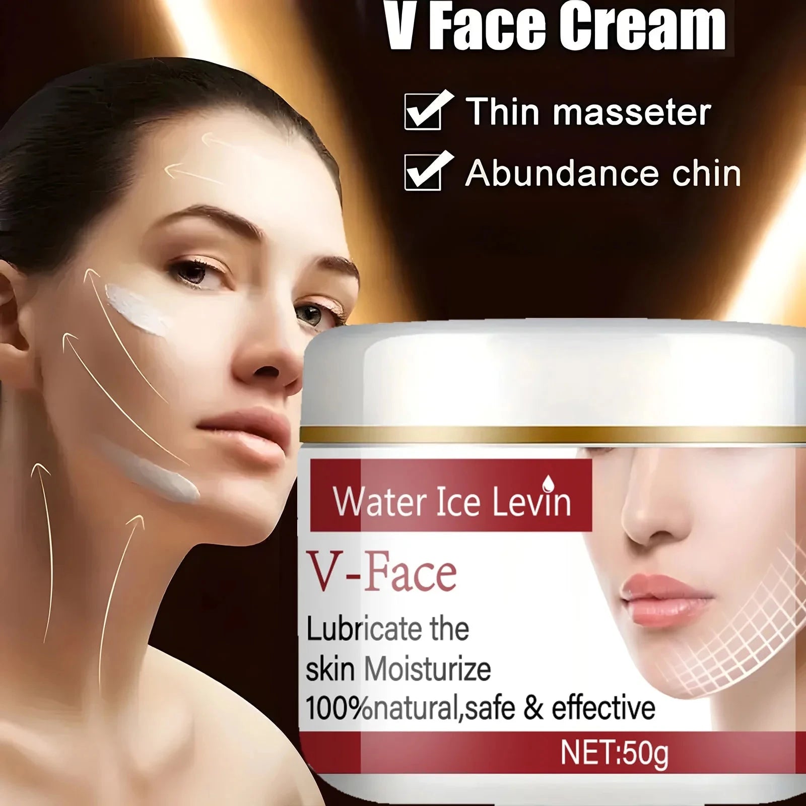 Natural V Face Lifting Cream - Sodium Hyaluronate + Lactic Acid Bacteria Fermentation Light Moisturizing Shaping Firming Small V Face Rejuvenating and Moisturizing Glossy - AMULET RING STORE