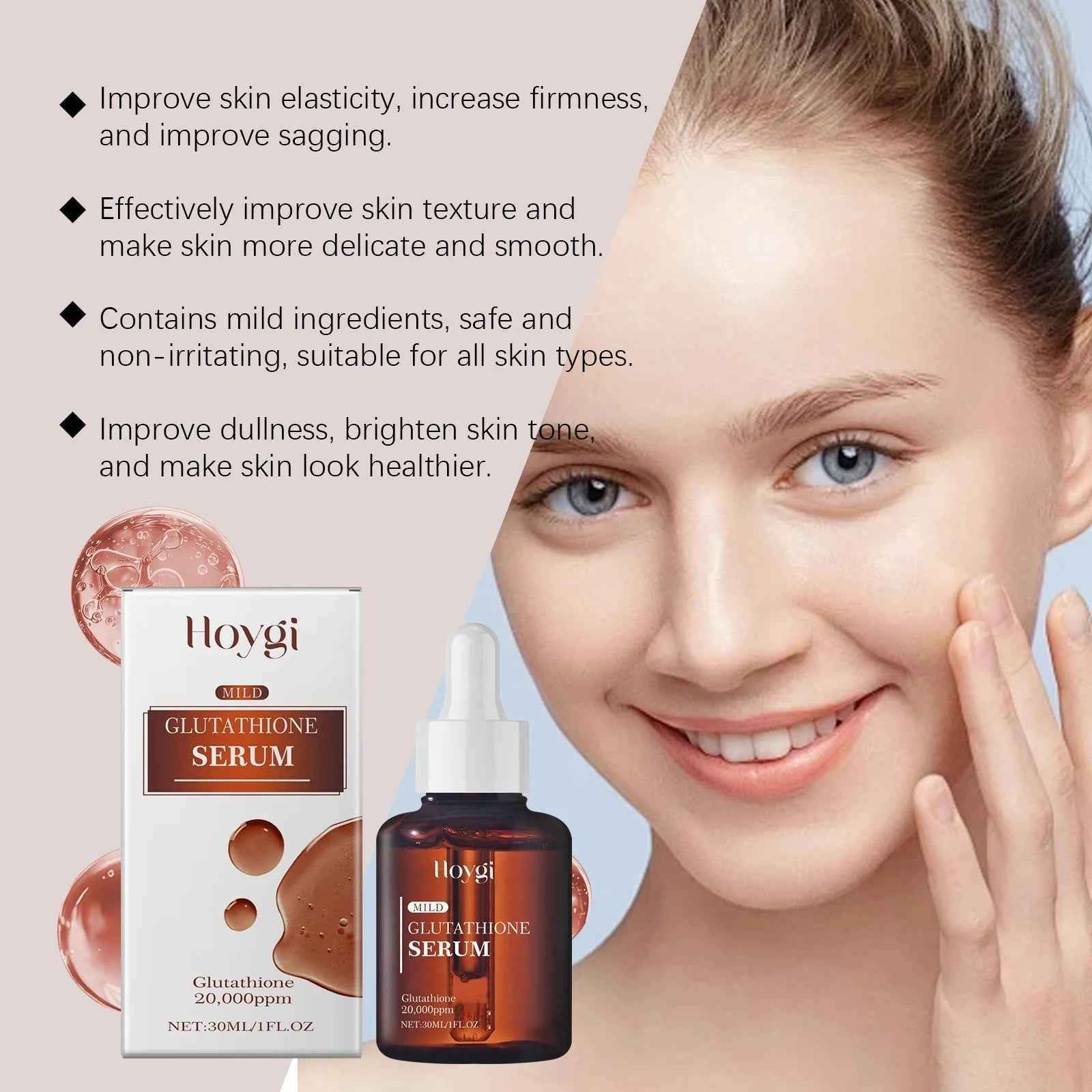 Hoygi 30ml Glutathione Facial Serum Brightening Skin Rejuvenation Moisturize Nourish Improve Skin Elasticity Firming Face Serum