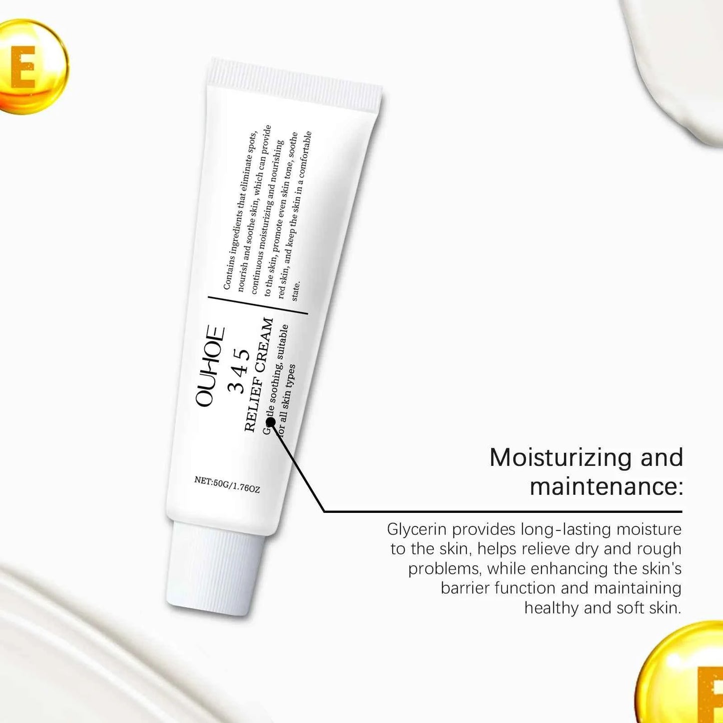 Ouhoe 50g 345 Relief Cream Brightening Skin Hydrate Facial Reapir Blemishes Nourish Long Lasting Moisturizer Soothing Face Cream