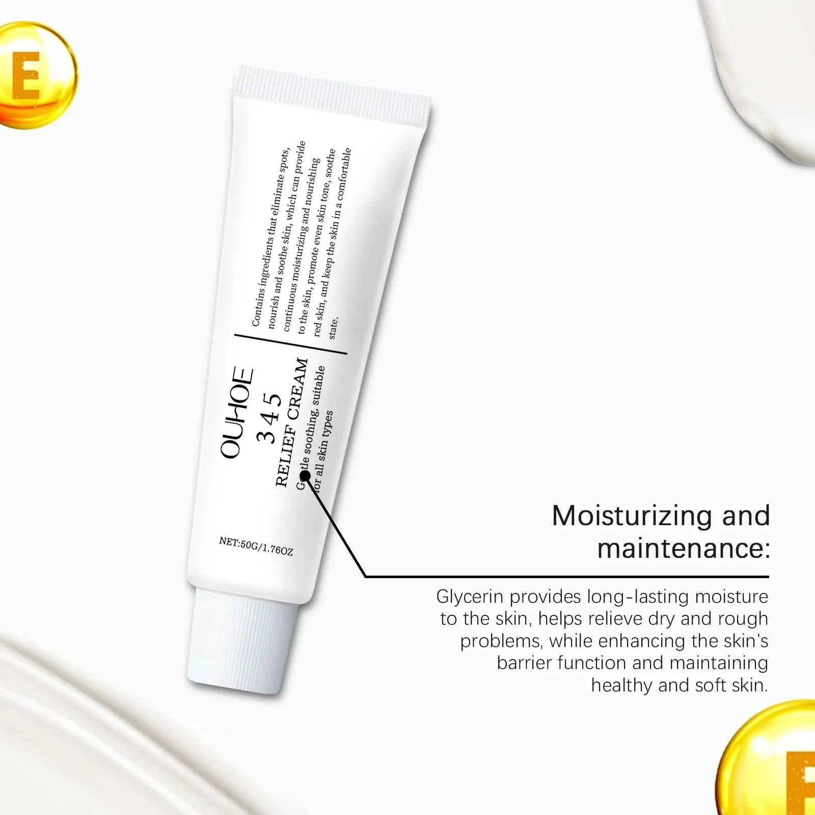 Ouhoe 50g 345 Relief Cream Brightening Skin Hydrate Facial Reapir Blemishes Nourish Long Lasting Moisturizer Soothing Face Cream