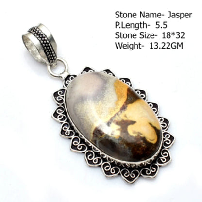 Genuine Labradorite Rutile Topaz Lapis Jasper  Pendant