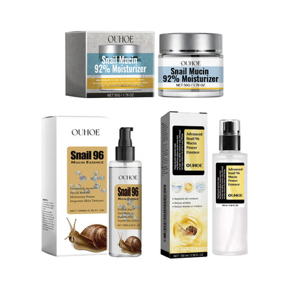 Ouhoe 96% Snail Mucin Skin Care Essence 92% Moisturizer Anti Aging Firming Facial Whitening Repair Dry Serum For Sensitive Skin