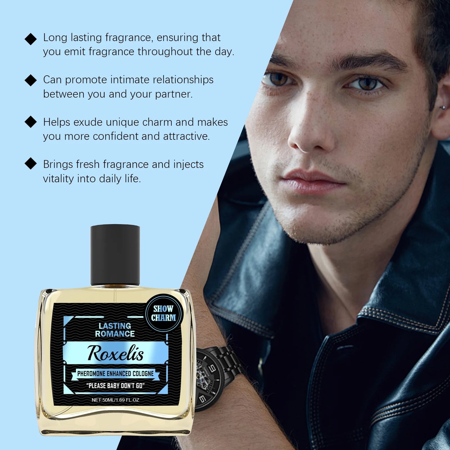 Roxelis 50ml Gentlemen Cologne Pheromone Perfume Increase Charm Confidence Dating Flirting Attract Lasting Glamour Men Perfume