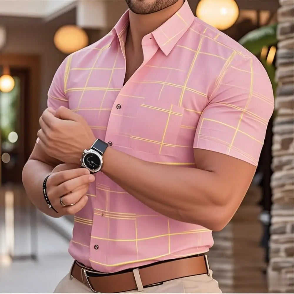 Brand New Boyfriend Shirt Long Sleeve Slim Fit Button Lapel Men's Tops 2024 Autumn Fashion 3D Stripe Print Party Shirt S-6XL