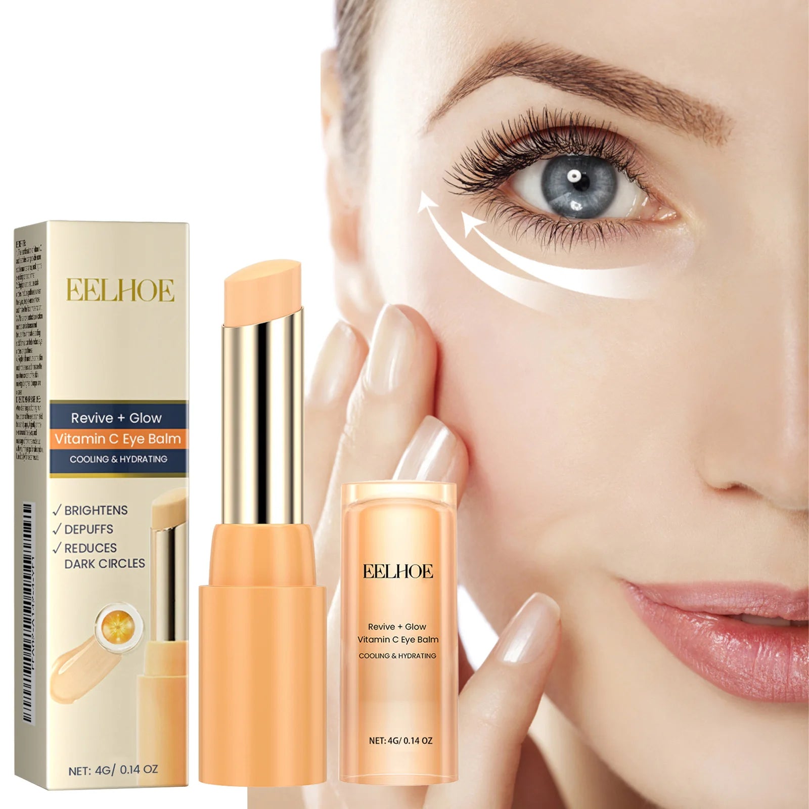 EELHOE Vitamin C Eye Balm for Repairing Dark Circles Moisturizing and Firming Transparent Texture Vitamin C Eye Cream Stick - AMULET RING STORE