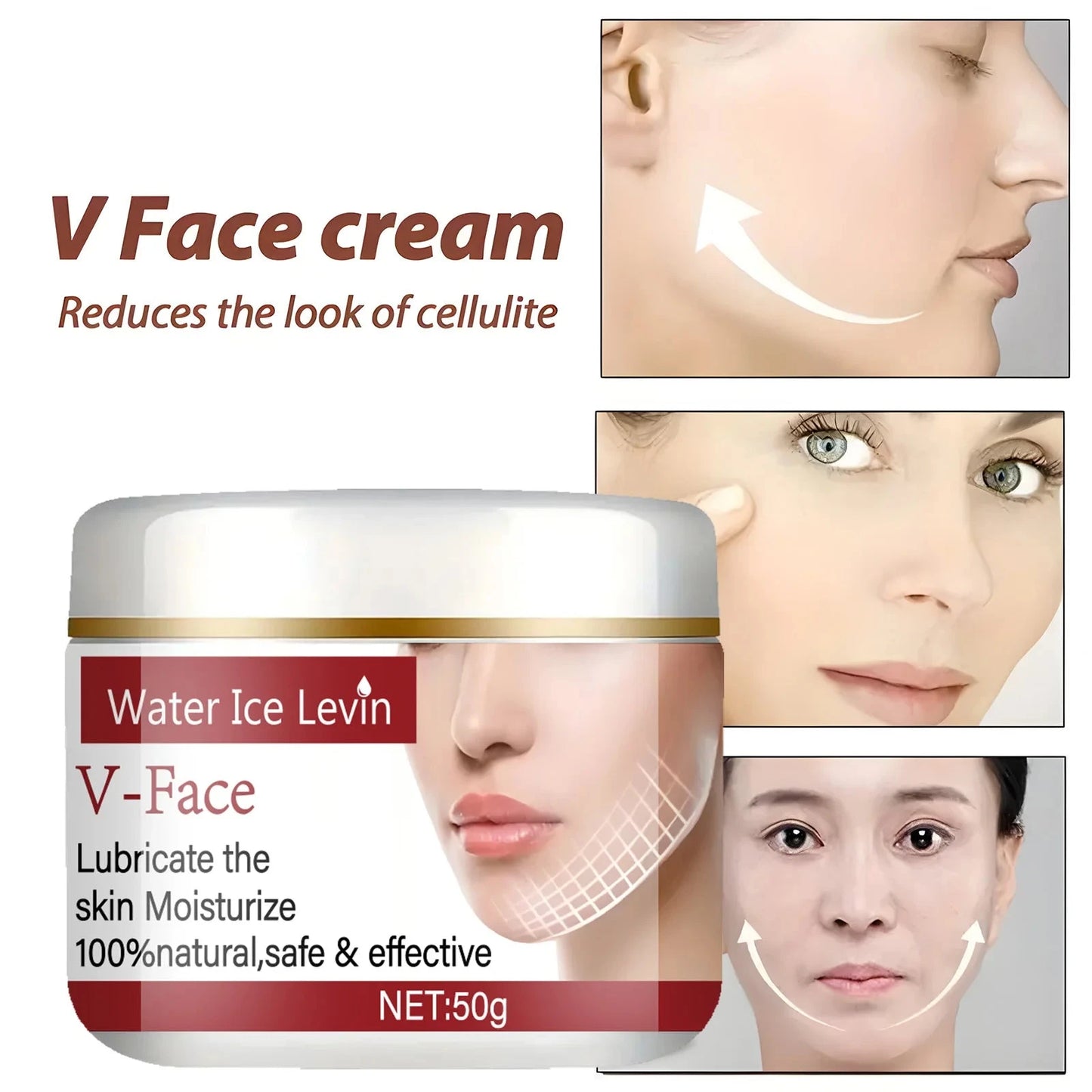 Natural V Face Lifting Cream - Sodium Hyaluronate + Lactic Acid Bacteria Fermentation Light Moisturizing Shaping Firming Small V Face Rejuvenating and Moisturizing Glossy - AMULET RING STORE