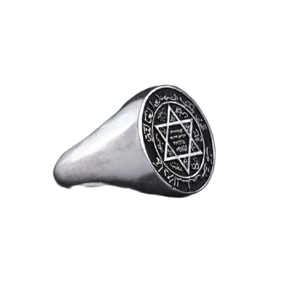 Seal of Prophet Solomon Silver Men Women Ring Star of David Prophet Jewelry Islamic Gifts Adjustable Band