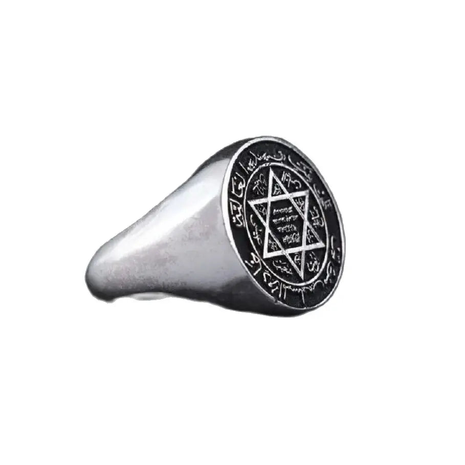 Seal of Prophet Solomon Silver Men Women Ring Star of David Prophet Jewelry Islamic Gifts Adjustable Band AMULET RING STORE