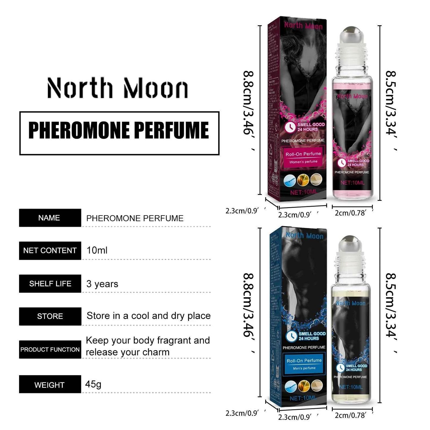 North Moon 10ml Pheromone Perfume Roller Ball Flirt Seduction Charming Atmosphere Lasting Fragrance Dating Romantic Perfume