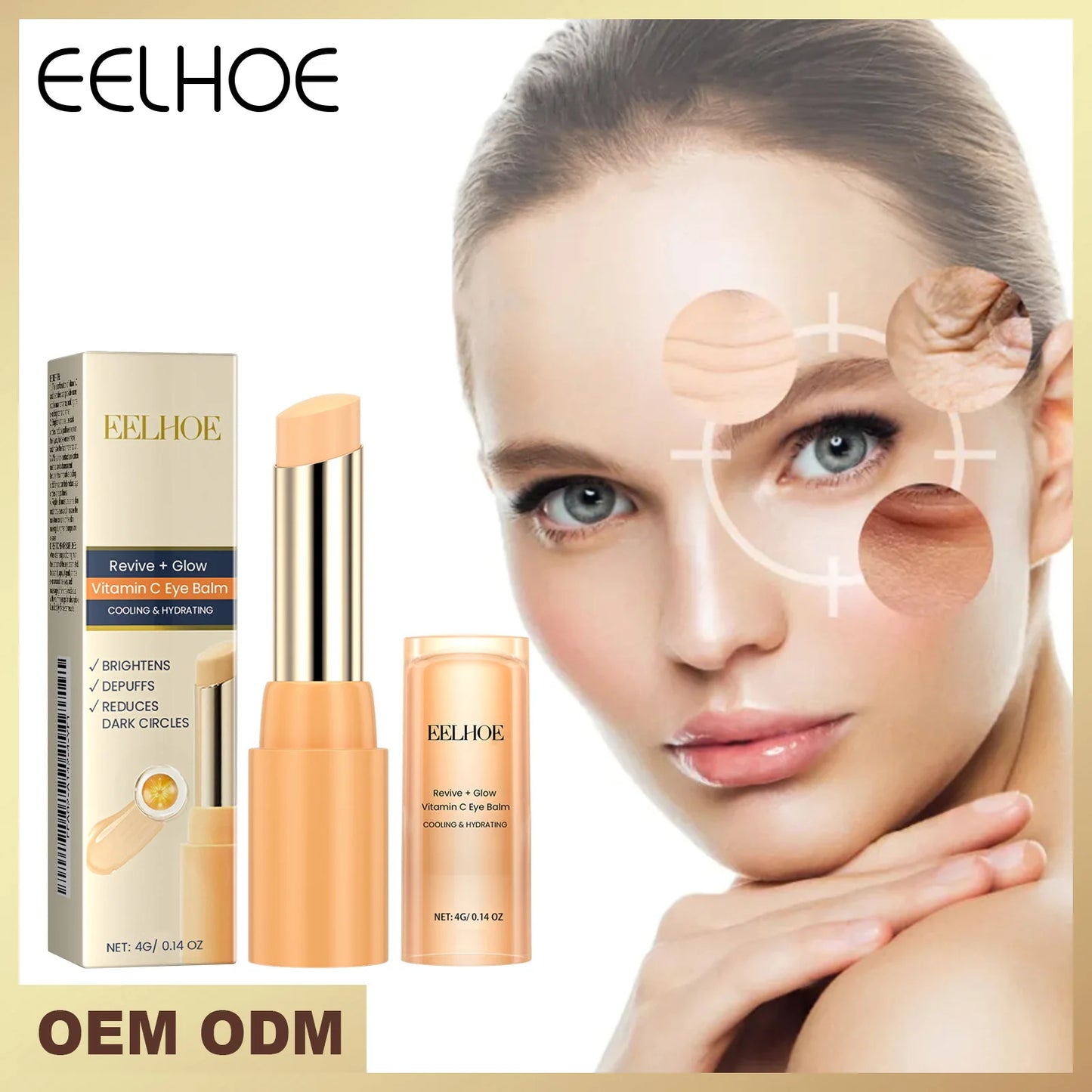 EELHOE Vitamin C Eye Balm for Repairing Dark Circles Moisturizing and Firming Transparent Texture Vitamin C Eye Cream Stick - AMULET RING STORE