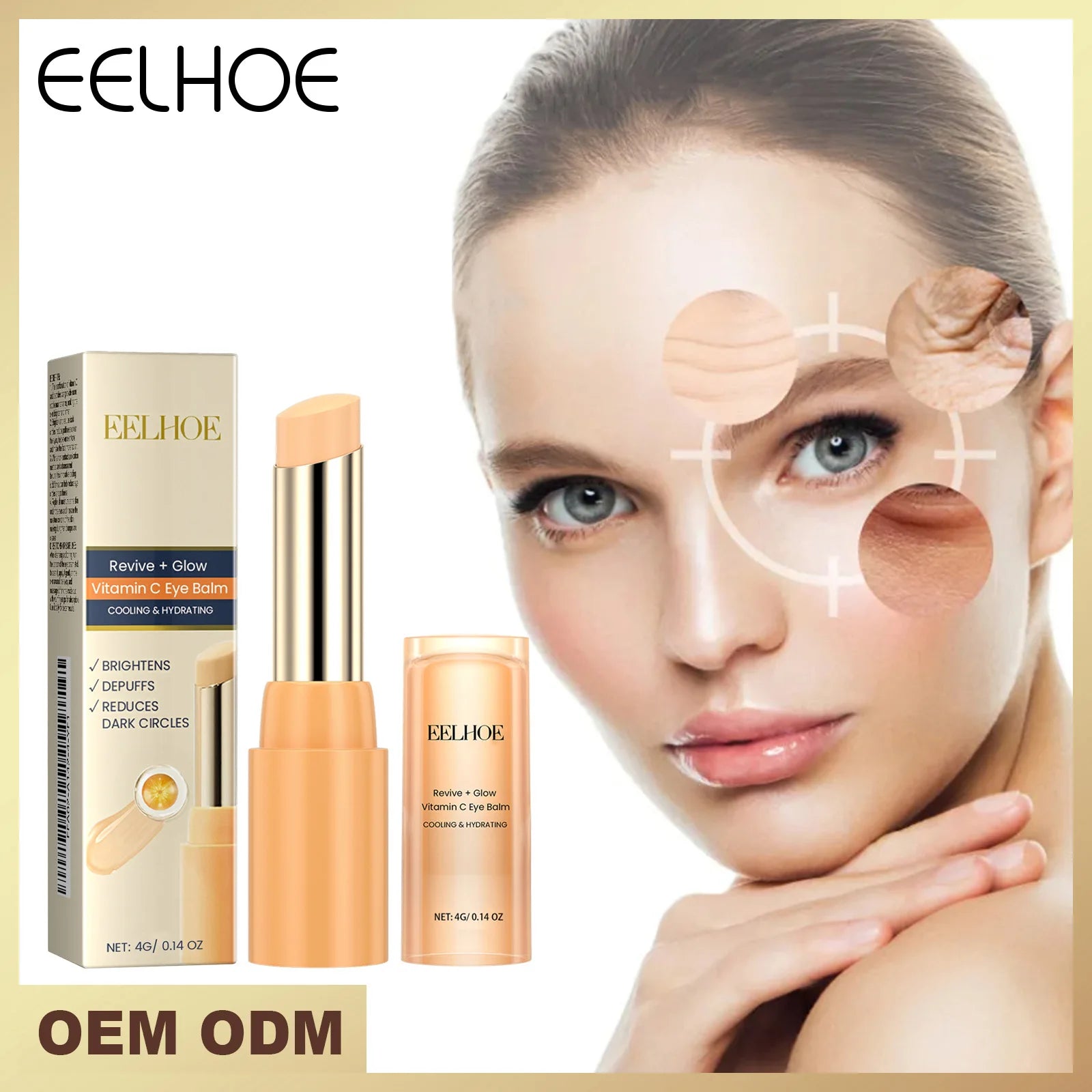 EELHOE Vitamin C Eye Balm for Repairing Dark Circles Moisturizing and Firming Transparent Texture Vitamin C Eye Cream Stick - AMULET RING STORE