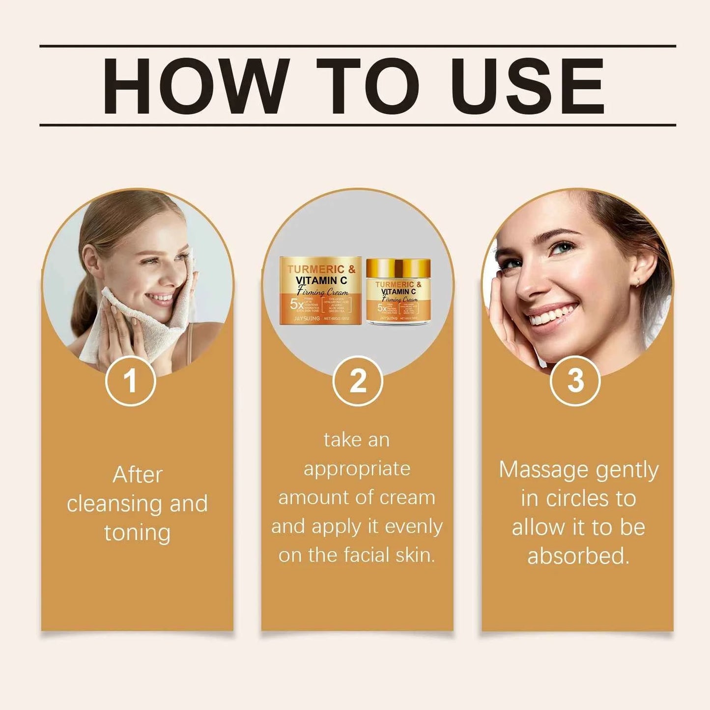 Turmeric Vitamin C Face Cream Anti Aging Skin Tighten Reduce Wrinkles Fine Lines Hydrate Nourish Skin Gentle Moisturizing Cream