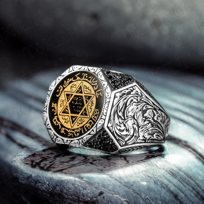 Seal Of Solomon Kabbalah Ring 925 Sterling Silver Triangle Star of David Amulet Ring AMULET RING STORE