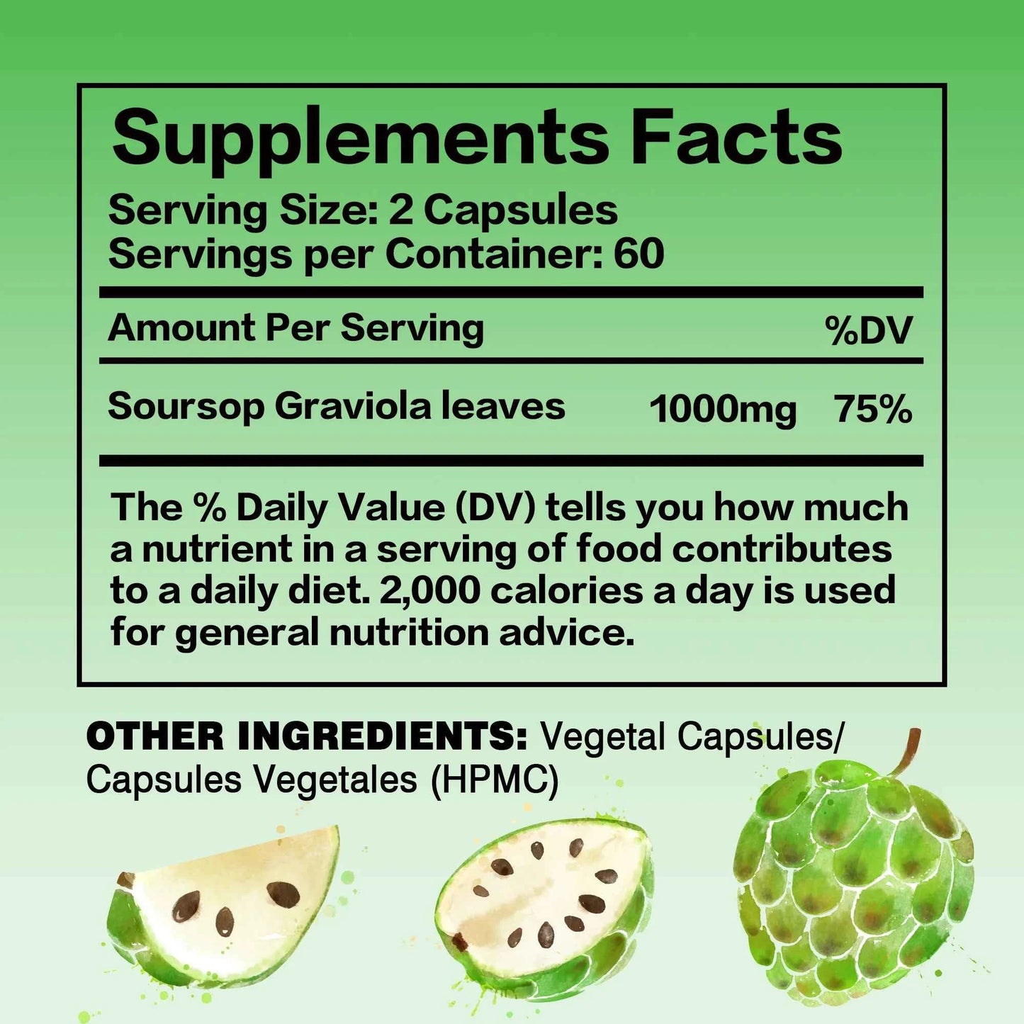 Soursop Graviola - Supports Healthy Cell Growth and Function, Improves Mood, Relieves Stress, Immune Support - 120 Capsules