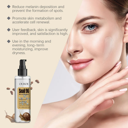 Ouhoe 96% Snail Mucin Skin Care Essence 92% Moisturizer Anti Aging Firming Facial Whitening Repair Dry Serum For Sensitive Skin
