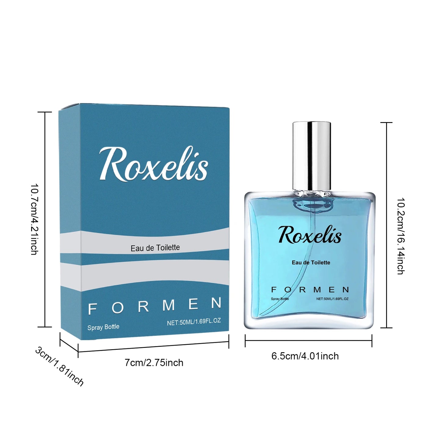 Roxelis 50ml Gentlemen Perfume Eau De Toilette Lasting Woody Fragrance Remove Bad Odor for Dating Bussiness Gift Men Body Spray