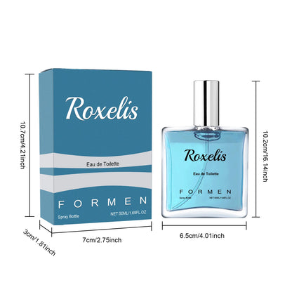 Roxelis 50ml Gentlemen Perfume Eau De Toilette Lasting Woody Fragrance Remove Bad Odor for Dating Bussiness Gift Men Body Spray