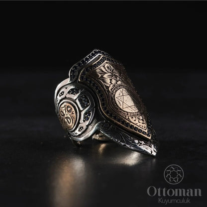 Seal of Prophet Solomon 925 Sterling Silver Men's Thumb Ring