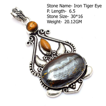 Genuine Labradorite Rutile Topaz Lapis Jasper  Pendant