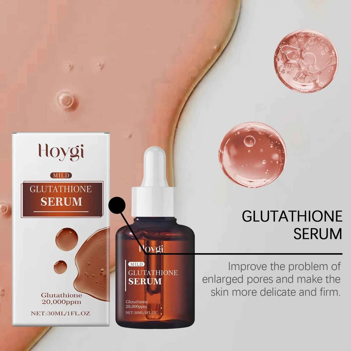 Hoygi 30ml Glutathione Facial Serum Brightening Skin Rejuvenation Moisturize Nourish Improve Skin Elasticity Firming Face Serum