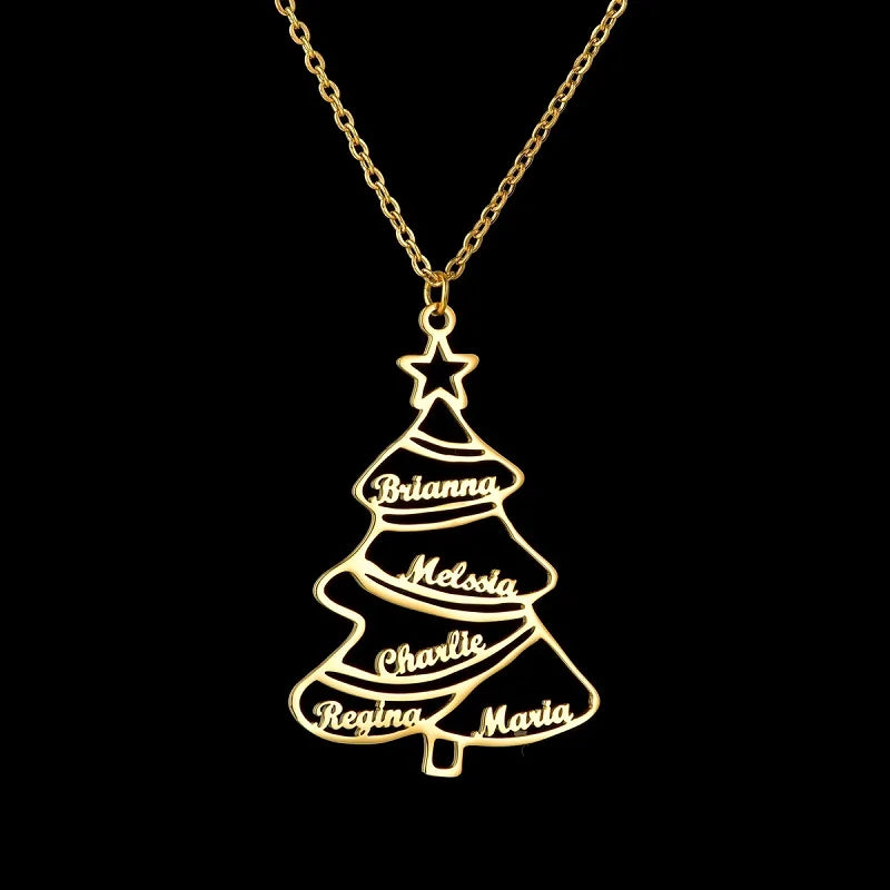 Custom Family Names Necklace Stainless Steel Personalized Name Pendant Tree Of Life 1-6 Names Birthstone For Women Birthday Gift