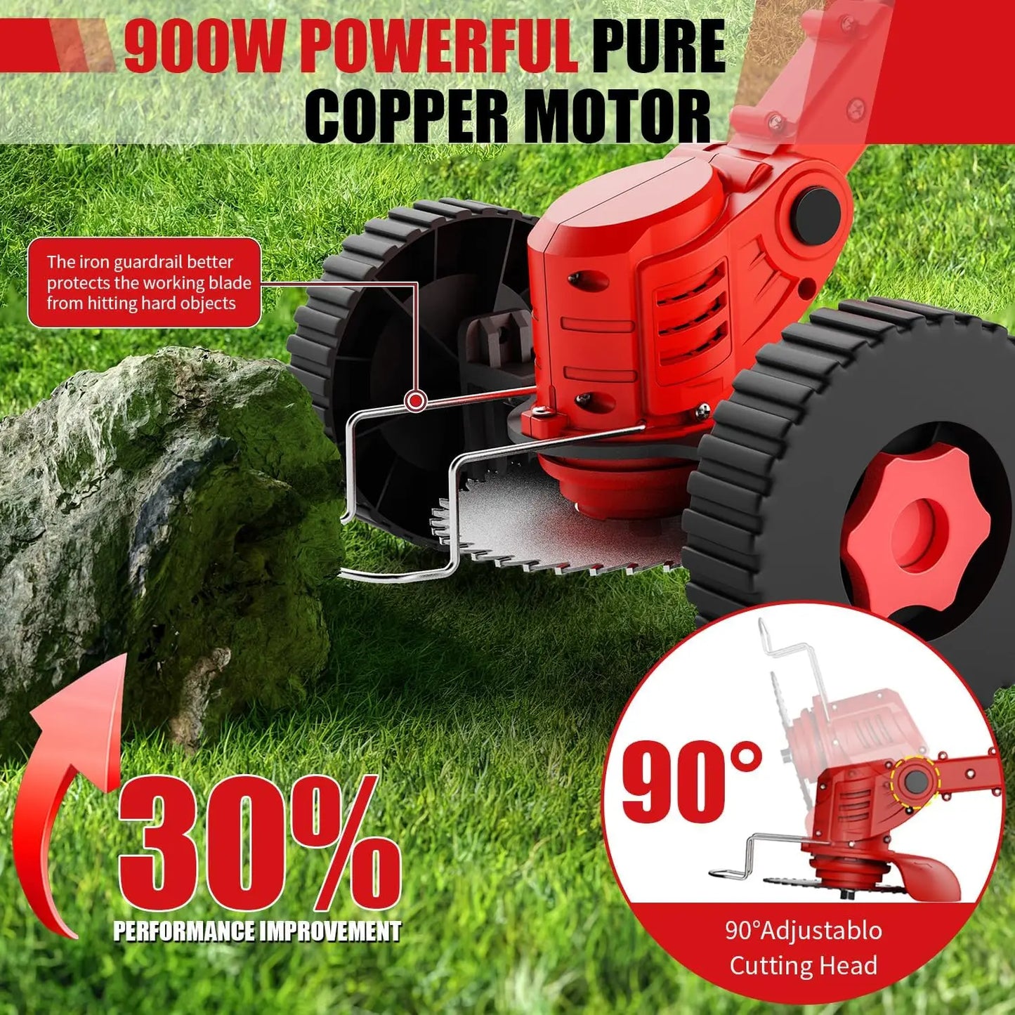 2025 latest small portable cordless electric lawn mower/weeding machine with 2 high-capacity lithium batteries and 3 blades, man