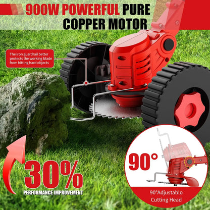 2025 latest small portable cordless electric lawn mower/weeding machine with 2 high-capacity lithium batteries and 3 blades, man