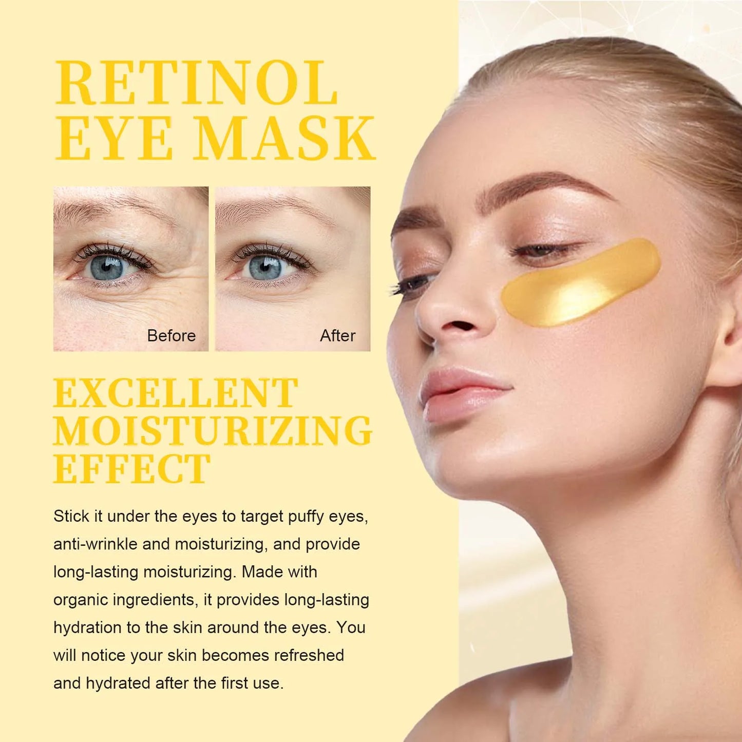 Hoygi Retinol Eyes Mask Moisturizing Remove Dark Circle Fade Fine Line Anti-aging Firming Lifting Smoothing Eye Skin Care Mask