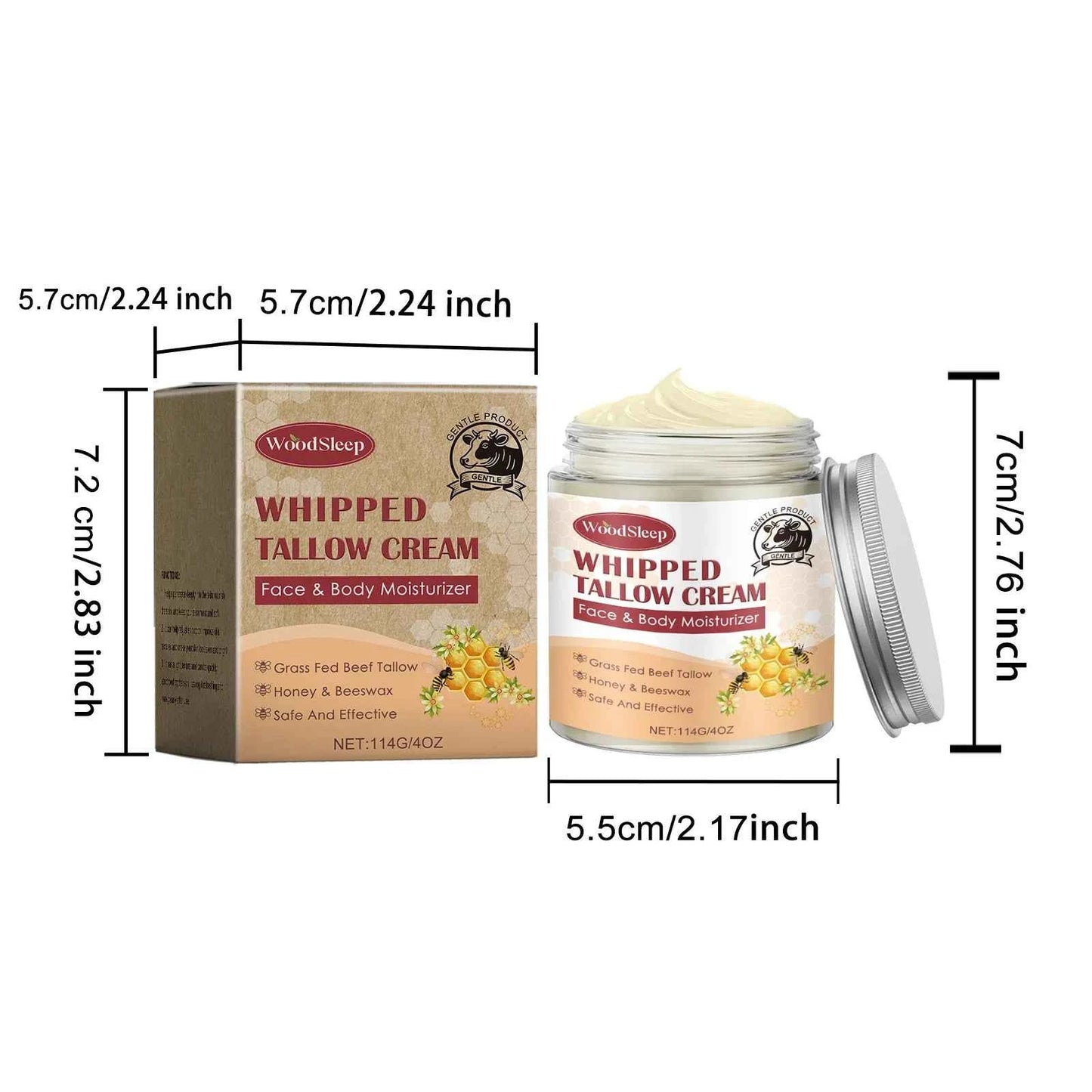 Woodsleep 114g Beef Tallow Nourish Face Cream Moisturizing Refreshing Facial Skin Soothing Hydrate Improve Rough Dry Skin Cream