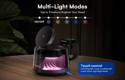 4-in-1 Magnetic Charging Station with RGB Night Light 15W Fast Wireless Charger Compatible with iPhone 12-16 Series Smart Watch