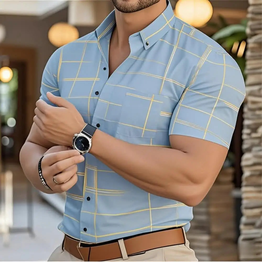 Brand New Boyfriend Shirt Long Sleeve Slim Fit Button Lapel Men's Tops 2024 Autumn Fashion 3D Stripe Print Party Shirt S-6XL