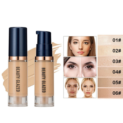 Beauty Glazed 6 Color Liquid Foundation Concealer - Full Coverage, Long-Lasting, Waterproof, Natural Effect, - AMULET RING STORE