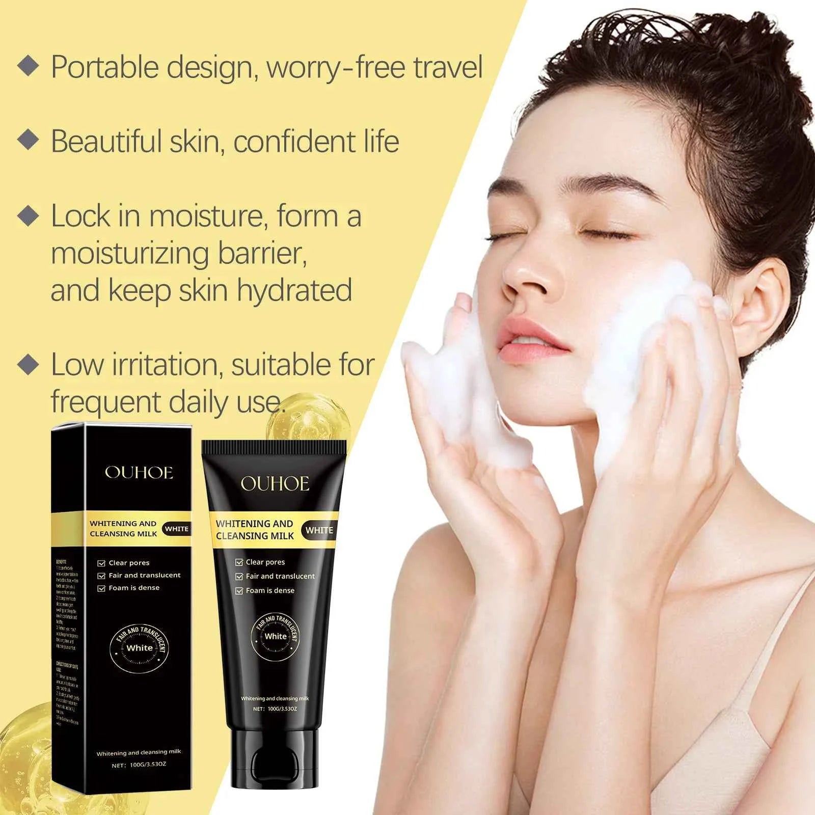 Ouhoe Niacinamide Serum Face Cleanser Brighten Skin Acne Removal Whitening Clean Pores Keratins Remove Moisturizing Skin Care