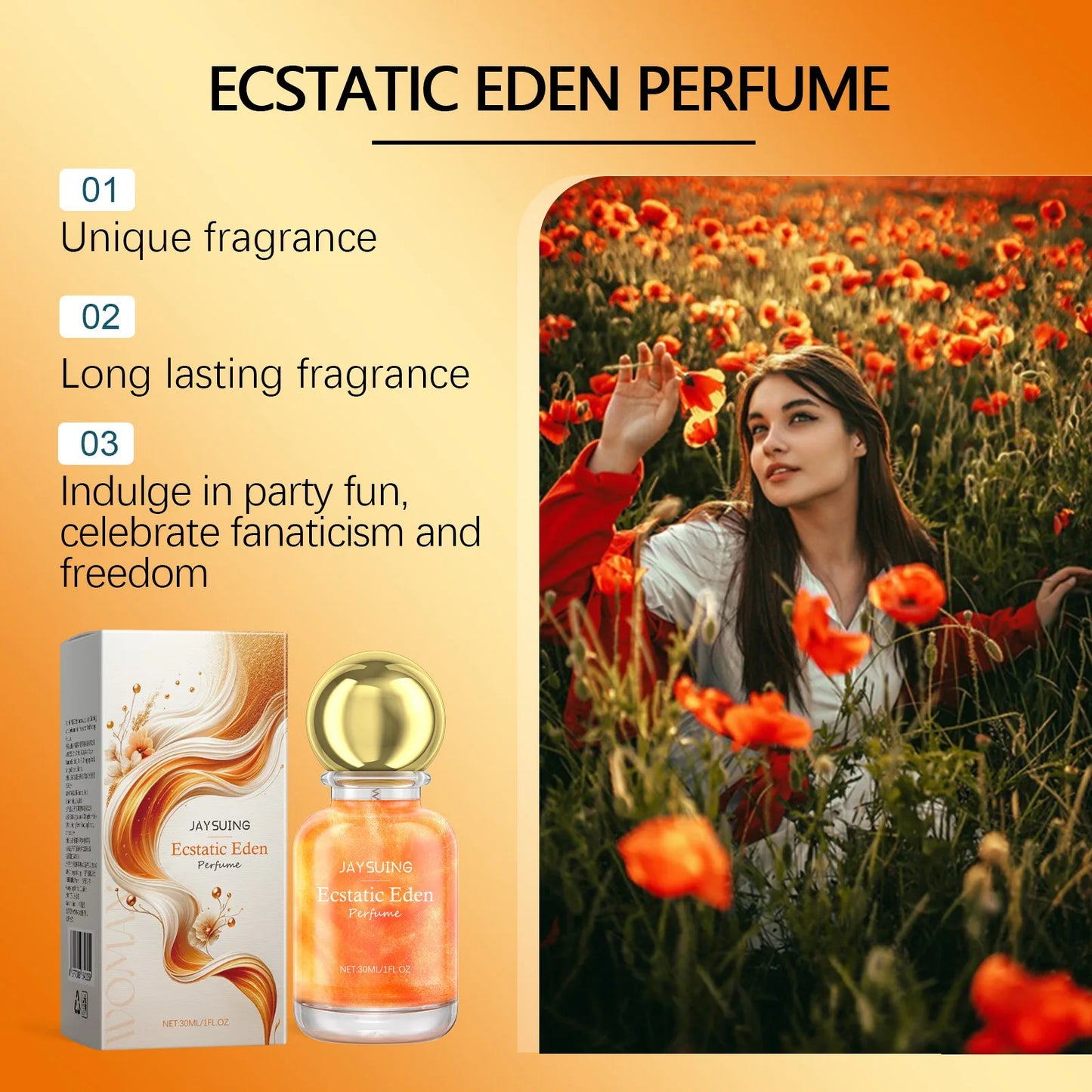 Jaysuing 30ml Carnival Eden Perfume Lasting Floral Fragrance Charm Woman Dating Atmosphere Refresh Body Natural Glamour Perfume
