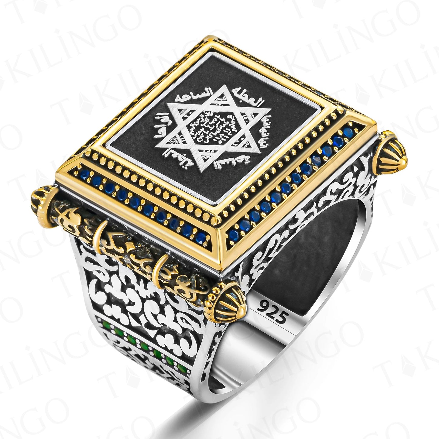 Seal Of Solomon With Zircon Men's Ring Prophet Solomon Handmade Silver Jewelry Turkish Gift Men