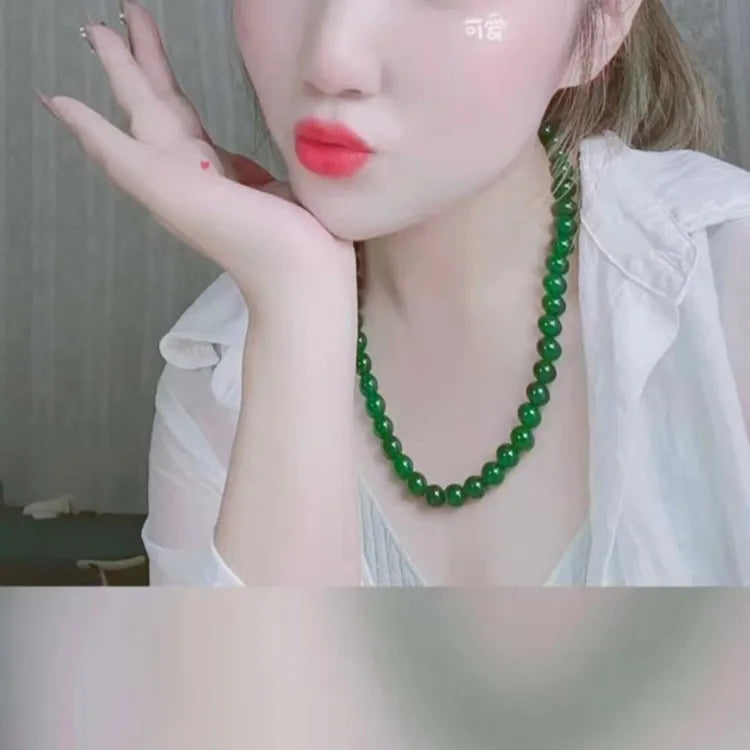Genuine Natural Green Jade Beaded Necklace Women Fashion Charms Jewellery Real Chinese Jades Stone Accessories Fine Jewelry