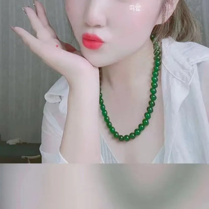 Genuine Natural Green Jade Beaded Necklace Women Fashion Charms Jewellery Real Chinese Jades Stone Accessories Fine Jewelry