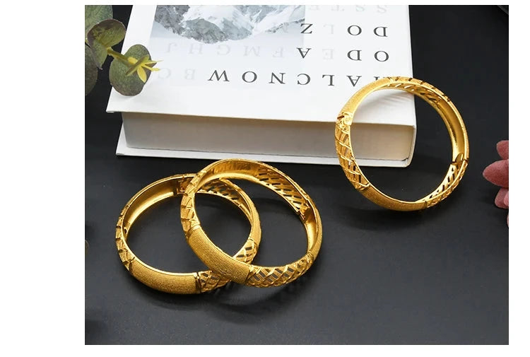 ANIID Women Charm Bracelet Bangle 24K Gold Color Jewelry Dubai Flower Bangle Brand African Designer Ethiopian Hawaiian Jewelry - AMULET RING STORE