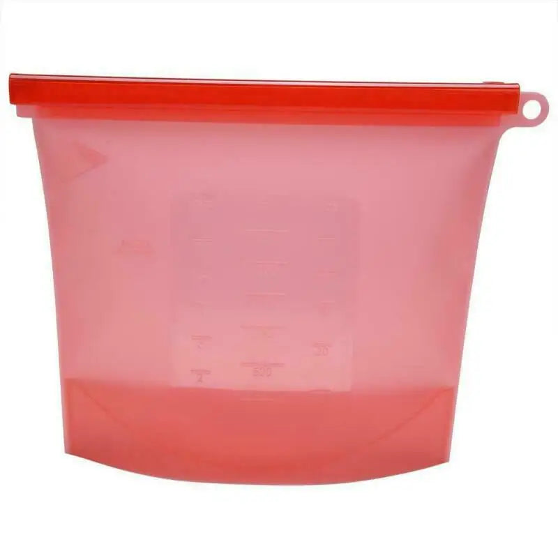 1000ml Reusable Silicone Food Grade Storage Bag Lunch Sandwich Snack Liquid Lunch Fruit Freezer Zip Seal Bags 4 Colors - AMULET RING STORE