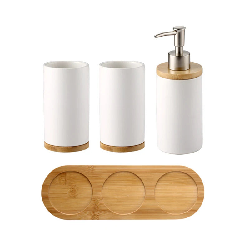 UNTIOR 3PCS Ceramic Bathroom Accessories Set Fashion Soap Dispenser Toothbrush Holder Tumbler Ceramic Household Bathroom Product - AMULET RING STORE