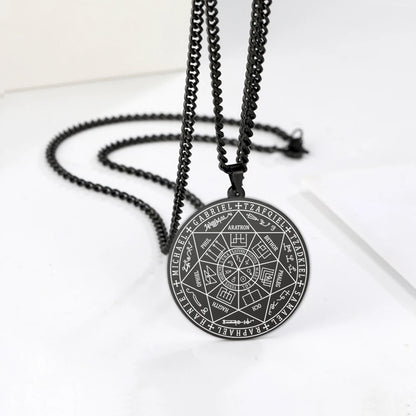 Wicca 7 Archangels Sigil Charm Necklaces Men Women Seal of Solomon Pendant Supernatural Protection Amulet Magic Talisman Jewelry